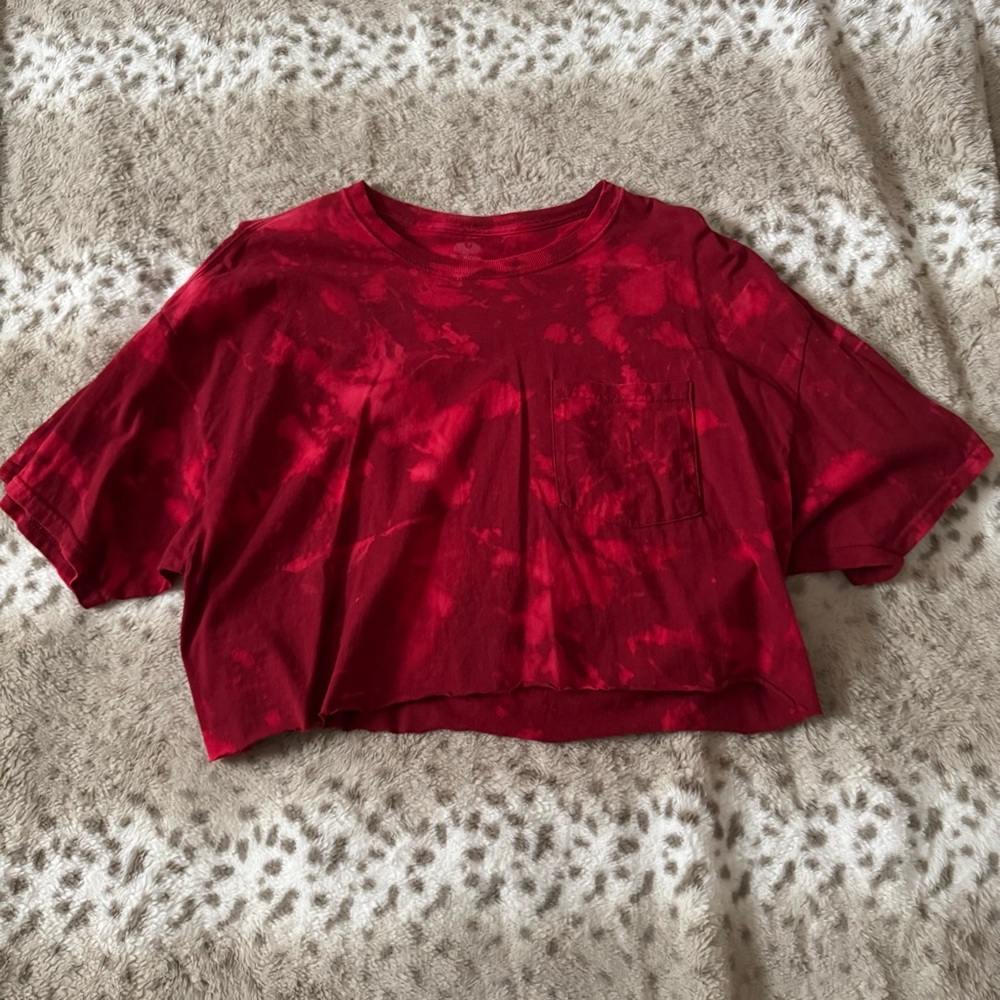 Fruit of the Loom Red Tie-Dye Crop Top